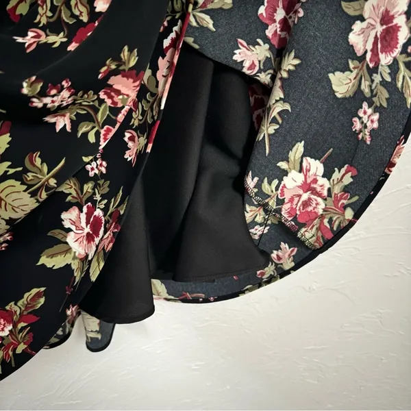 Brooks Brothers Black Red Floral Long Sleeve Dress Womens 14 Mini Fall Preppy - Image 5
