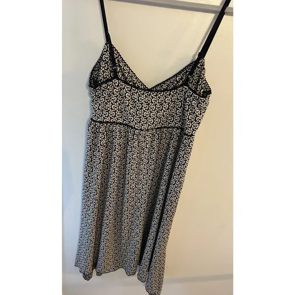 Vintage Max Studio Y2K Tank Slip Dress Slinky Sz.Medium~Made In USA~Black/Beige - Image 3