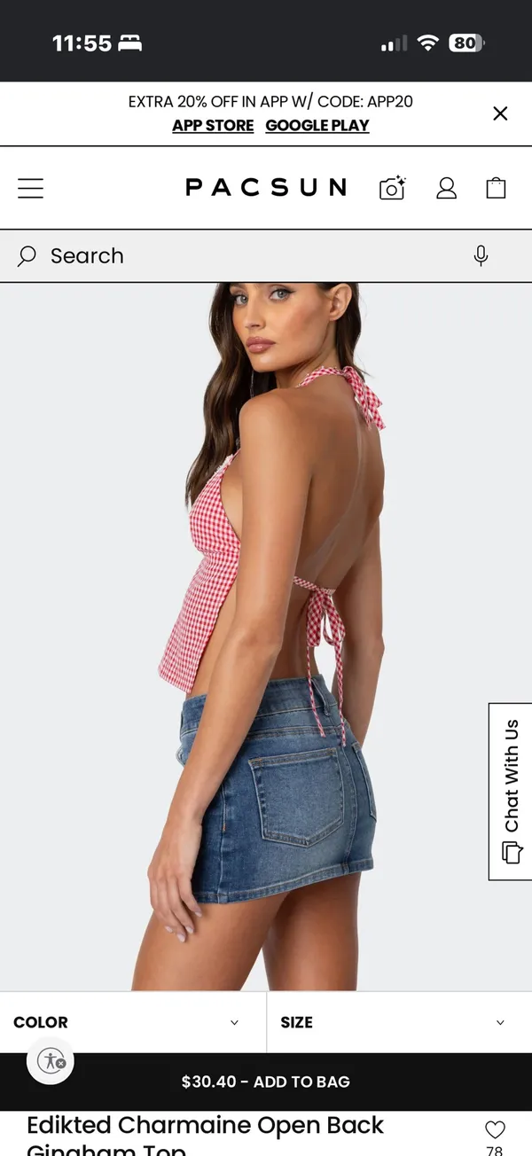 Edikted Gingham Top Charmaine Open Back - Image 3