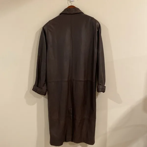 Jacqueline Ferrar VTG Sz Small Chocolate Brown Leather Trench Coat - Image 5