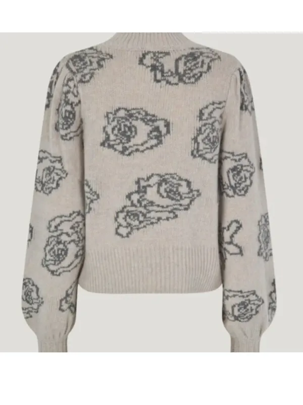 Baum und Pferdgarten ‘Cherika’ Wool Knit Rose Print Chunky Sweater S Gray - Image 5