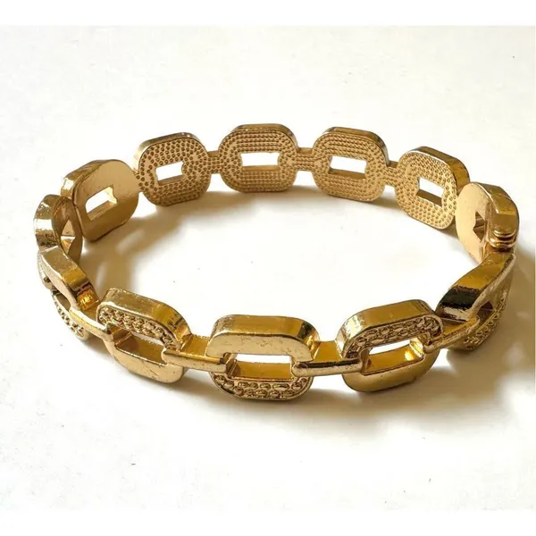 Gold tone link hinged bracelet - Image 3