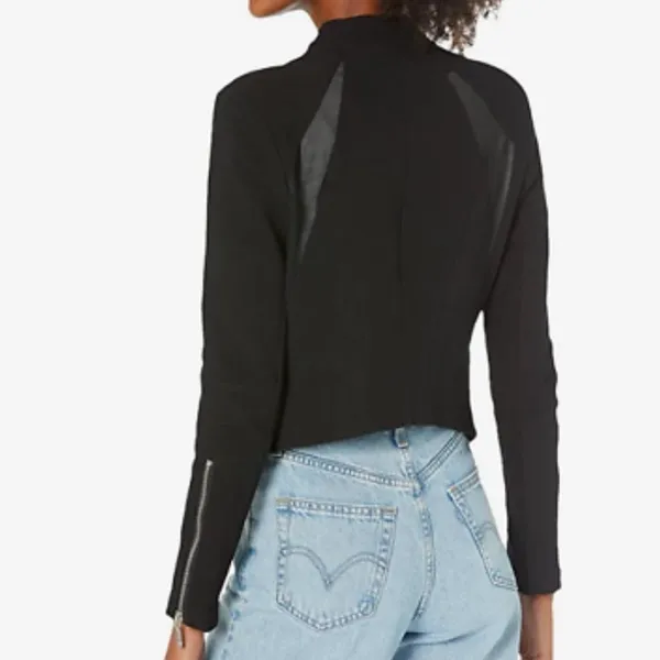 BLANK NYC Mesh Crop Motor City Moto Jacket in Black Size Small‎ - Image 2