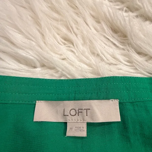 LOFT square neck relaxed fit flowy top blouse emerald kelly green M - Image 4