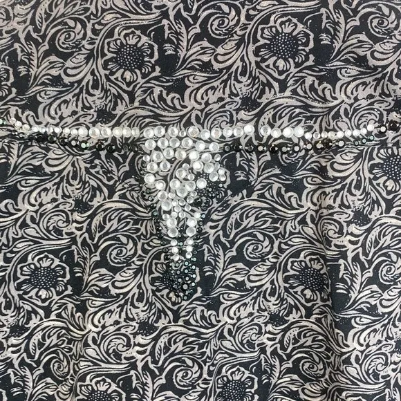Cowgirl Hardware Black & Gray Pearl Snap Long Sleeve Cowgirl Western Top S - Image 5