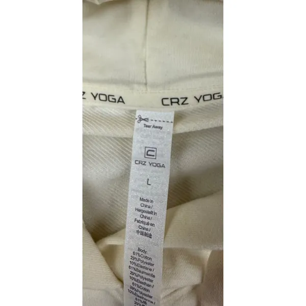 CRZ YOGA Womens Cream Raglan Sleeve Pullover Hoodie Sweatshirt Ivory Large - Image 5