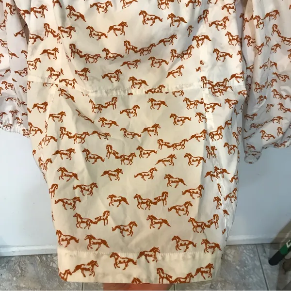NWT Aritzia Little Moon Horse Print Puff Sleeve Square Neck Blouse L - Image 14