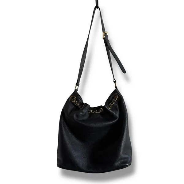 MICHAEL Michael Kors Black and Gold Shoulder Bag with‎ Chain Detail Bucket - Image 9