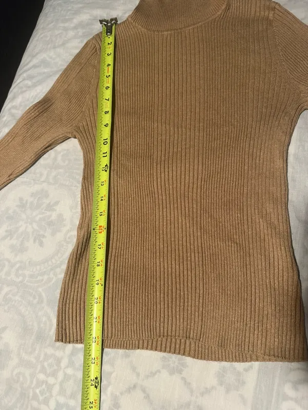 Hooked Up by IOT Ribbed Turtleneck Sweater in Camel Brown - Image 6