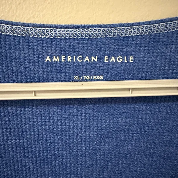 American Eagle Soft & Sexy ribbed long-sleeve v-neck top in blue XL - Image 4