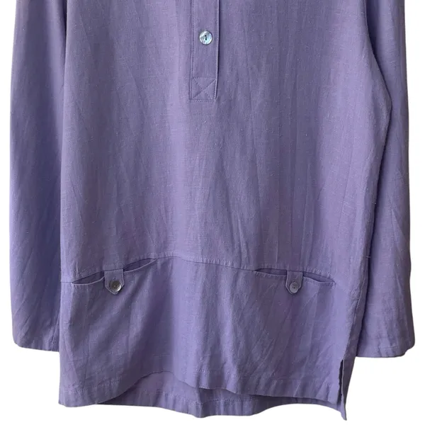 Vintage Two Potato 100% Linen Purple Hooded Pullover Coastal Resort Travel‎ M - Image 4