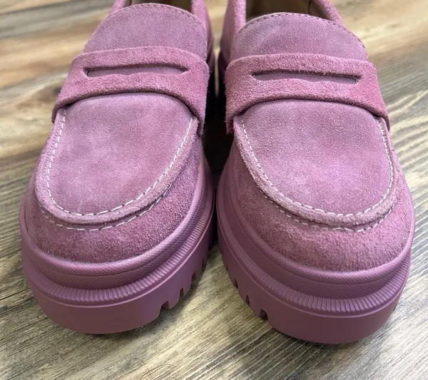 Portland Leather Patina Zoe Chunky Loafers Shoes Foxglove Pink 6 Suede y2k - Image 4