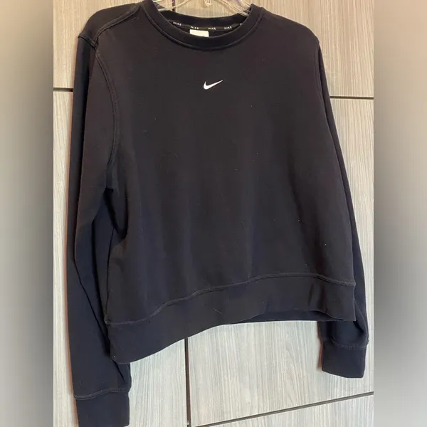 Nike Crewneck Sweatshirt Black/White Large - Image 2