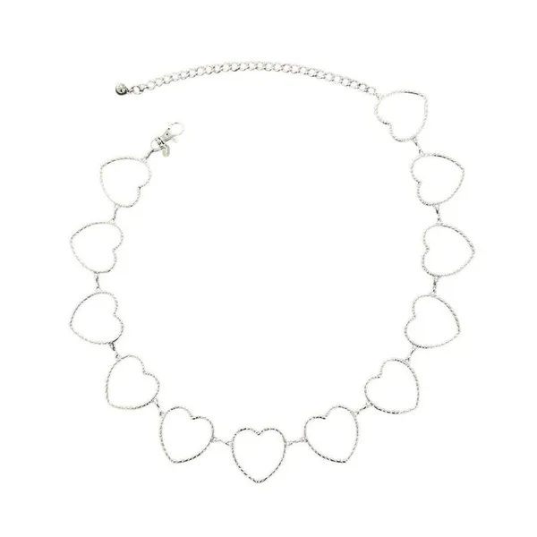 Silver Heart Chain Belt Women's Adjustable Skinny Waist Accessory - Image 7