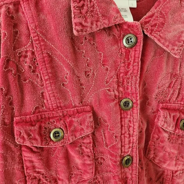 Coldwater Creek Red Velvet Embroidered Jean Jacket Style Women's Sz Large Boho - Image 5