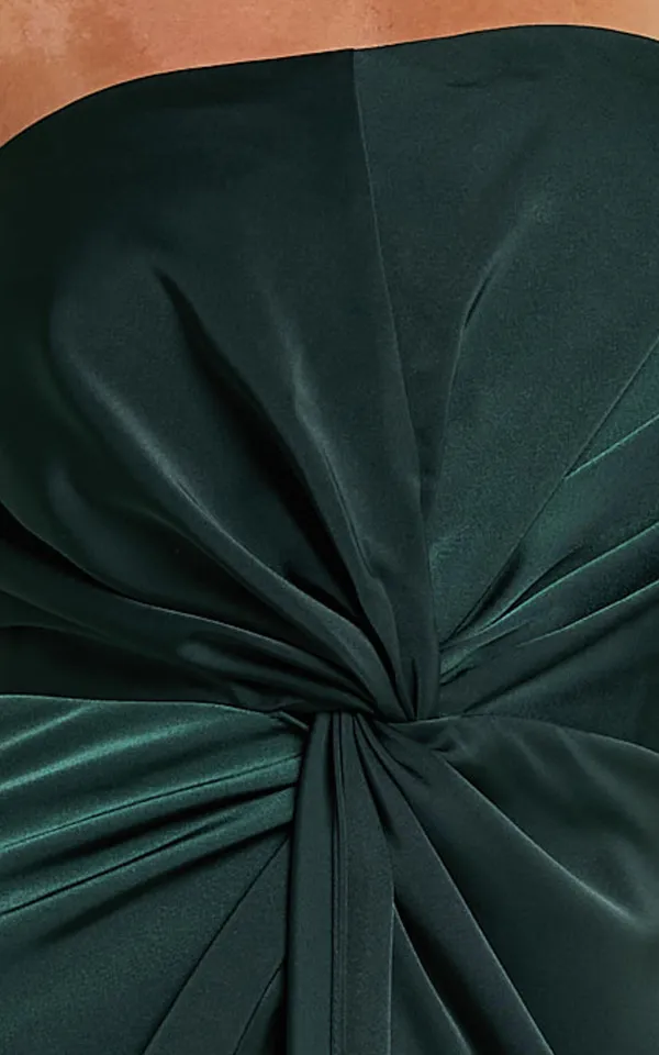 Showpo New Hathaway Maxi Dress Strapless Straight Neck Twist Front Split Emerald Large - Image 6