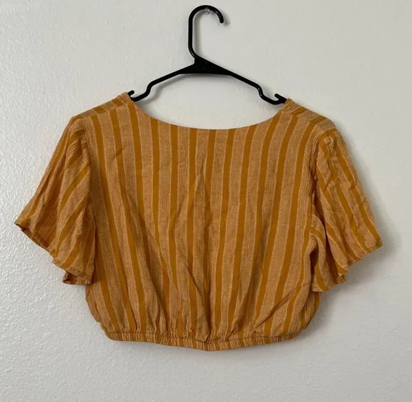 Forever 21 Golden Yellow Stripe Crop Blouse - Image 2