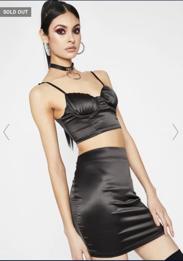 Dolls Kill Tic Toc Black Satin High Waist Mini Skirt - Image 2