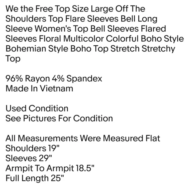 Top Size Large Off The Shoulders Top Flare Sleeves Bell Long Sleeve - Image 2