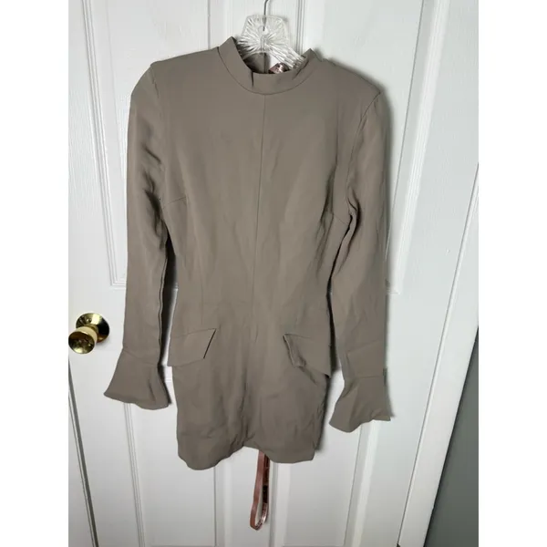 House of Cb Mahalia Taupe Long Sleeve Mini Dress S - Image 2