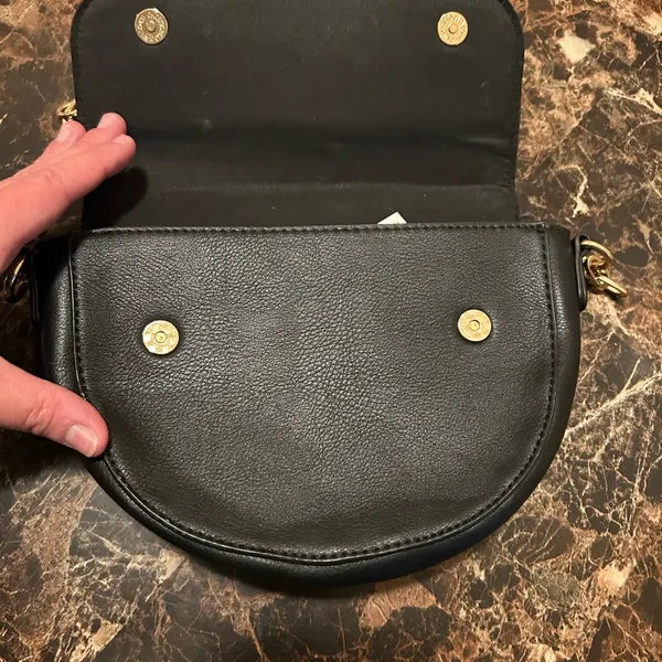 Forever 21 saddle bag Black Crossbody Bag with Gold - tone Chain - Image 2