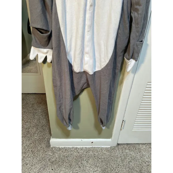 Unisex Adult Sz Small Gray Sloth Cosplay One Piece Pajamas Costume Snap Up Long - Image 5