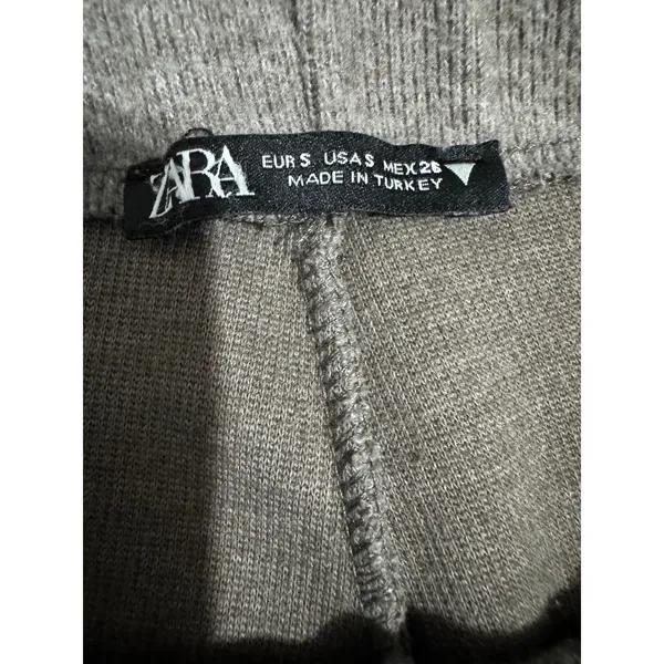 Zara Minimalist Hight Waist Pants‎ Size S Grey Wide Leg Knit Pants Seam Detail - Image 4