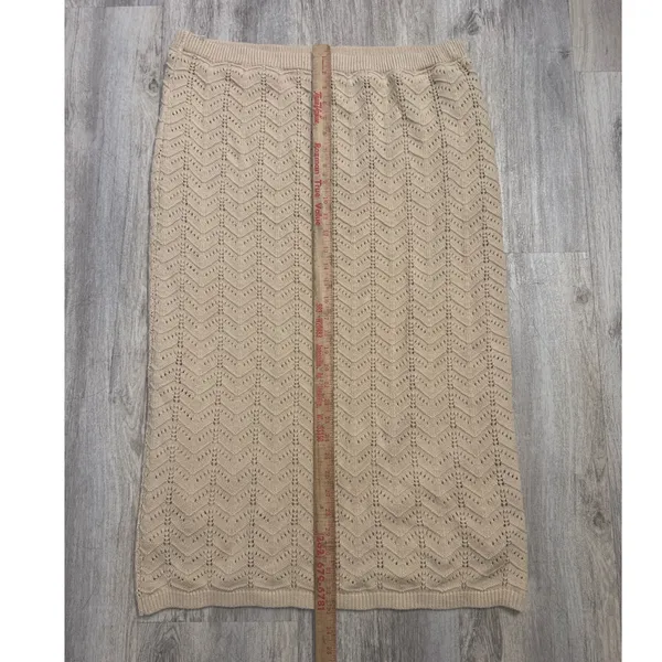 Casa Cabana Tan Beige Fisherman Chevron Knit Sweater and‎ Midi Skirt Set XL - Image 7