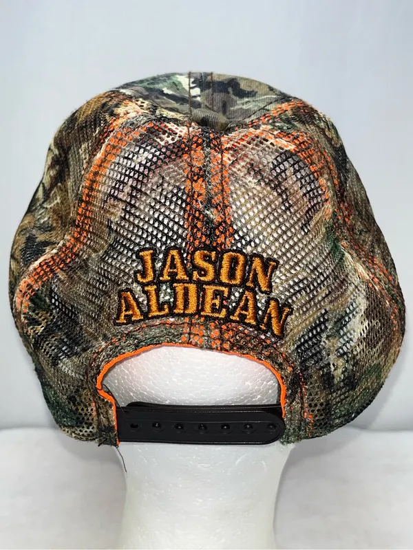 Jason Aldean Mens Camo Mesh Snapback Embroidered JA Logo Trucker Hat Cap - Image 4