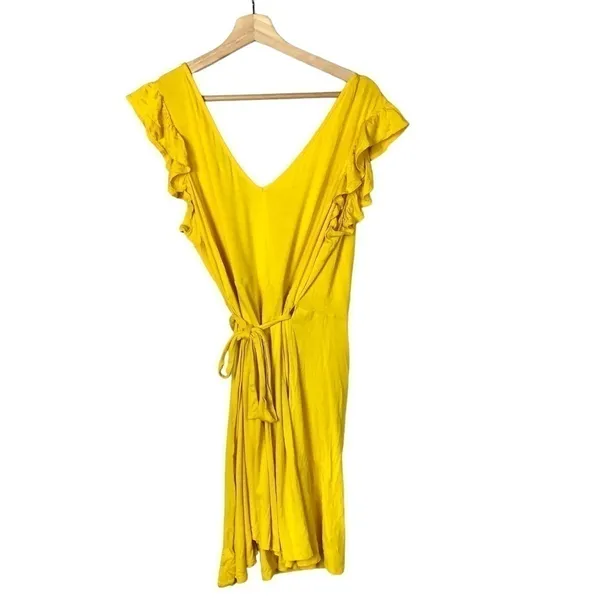 ASOS Yellow Wrap Frill‎ Sleeve Mini Sundress 14 - Image 2