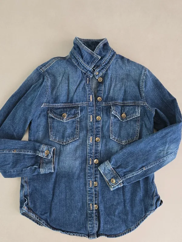 Zara Indigo Denim Button Down Shacket Size S - Image 3