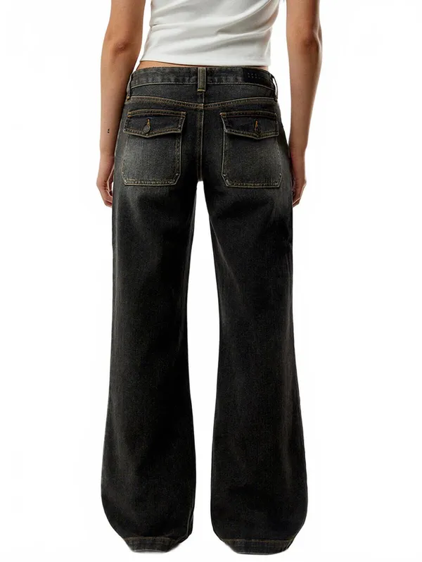 Pacsun Charlie Low Rise Baggy Bootcut Jeans Washed Black NWT Size 26 - Image 2