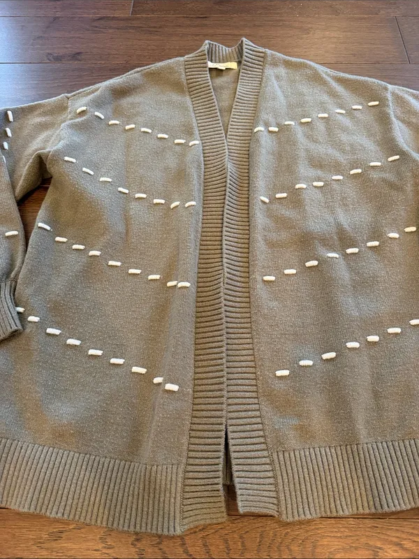 LaSerein Green Dot Stitch Long Sleeve Open Front Cardigan - Size Small - C2-032 - Image 4