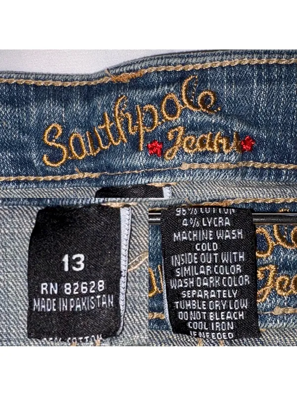 Vintage Y2K Southpole Jeans Sequin Distressed Denim Mini Skirt Size 13 - Image 10