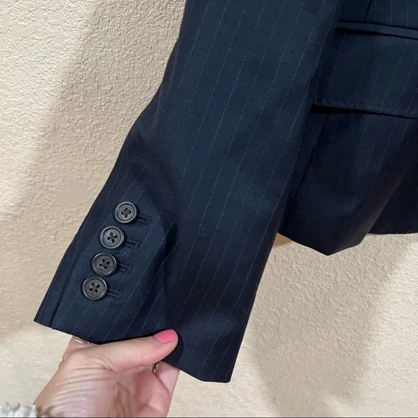 J. Crew navy blue pinstripe striped wool blazer jacket - Image 3