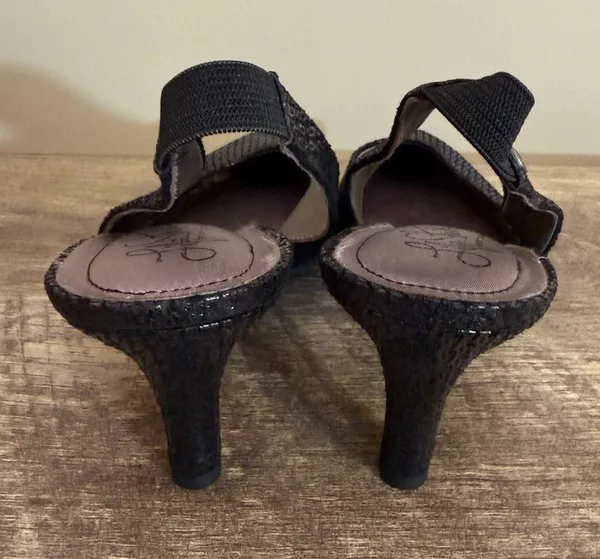 Life Stride Black Slingback Heels Shoes Women’s Size 8.5 Flower Pattern Office - Image 9