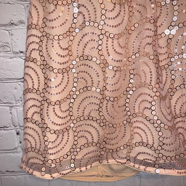 NWT About Us Peach Sequin Lined‎ Mini Dress - Image 7