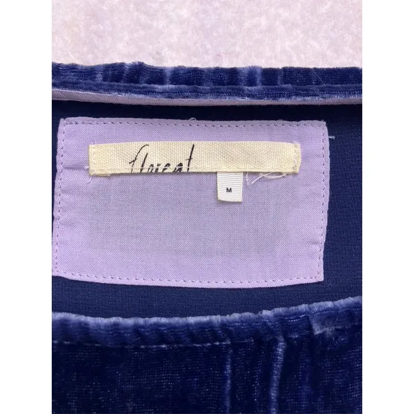 Floreat Velvet Shift Dress Women M Blue Short Sleeve Pockets Mini Whimsigoth‎ - Image 2