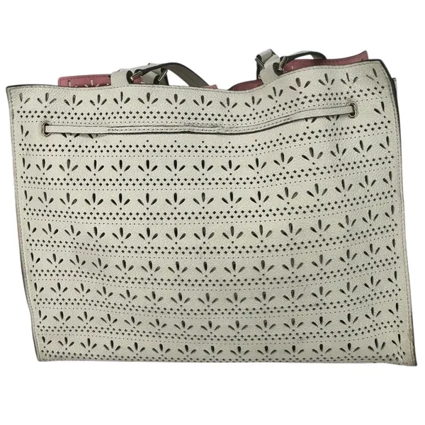 Kate Spade Leather Hayes Perf Tote Bag Bright White‎ / Bright Carnation Pink - Image 5