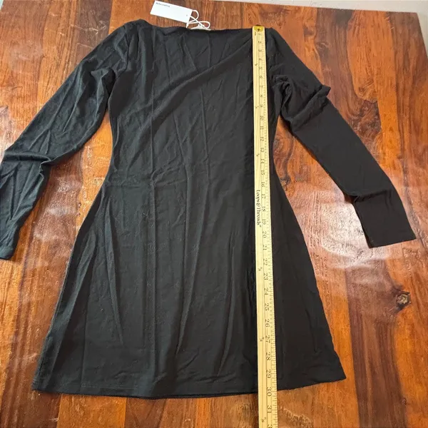 Reformation Jaelynn Knit Dress Black Long Sleeve Mini Boat Neck XS 1314131BLK0XS - Image 6