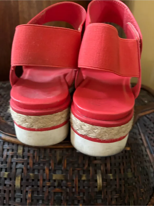 Franco Sarto Coral Pink Espadrille Wedge Sandals - Image 7