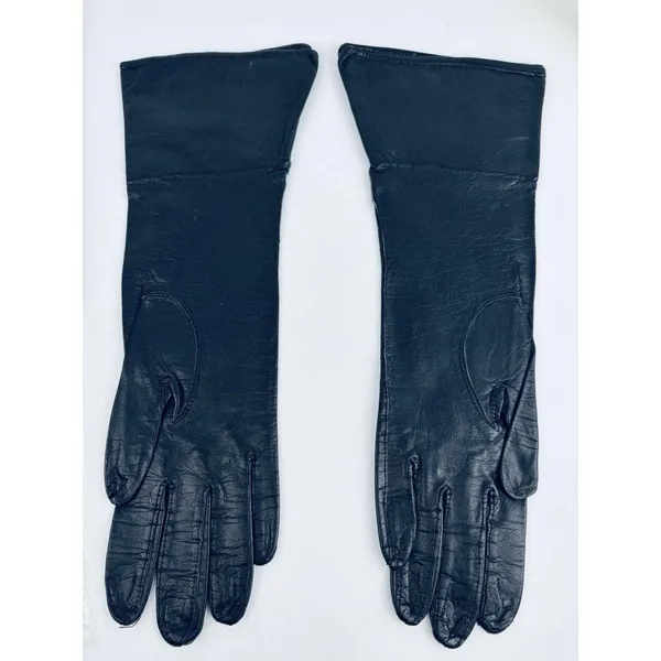 Vintage‎ Black Leather Gloves Size 6 Van Raalte? Opera Classy Chic Driving - Image 3