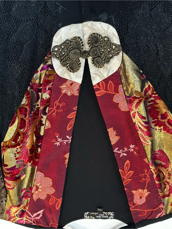 Vintage Spencer Alexis Velvet Silk Burnout Embroidered Kimono Whimsygoth Artsy - Image 10