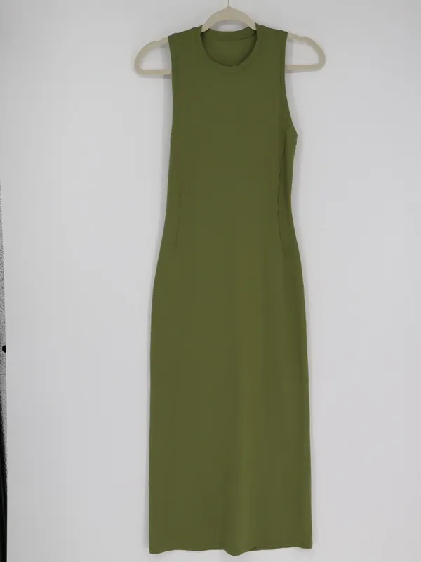 Lululemon All Yours Maxi Tank Dress Women’s XS 2 Green Sleeveless Slit Active - Image 2