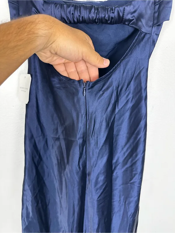 Altard State Navy Blue Satin Paityn Strapless Maxi Dress Women’s Sz XXS NWT - Image 11