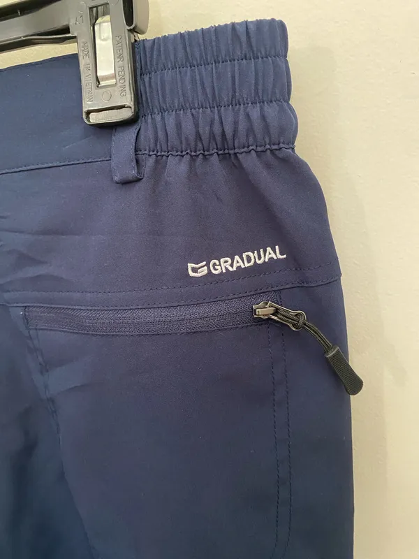 Men's Navy Cargo Pants with Zip Thigh Pockets and Elastic Waist - Image 4