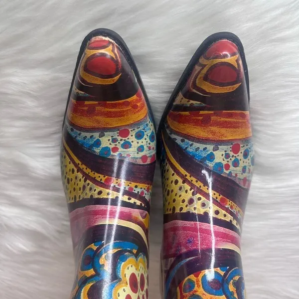 Nomad Yippy - Turquoise Monet Rubber Cowboy Boots Size 9 - Image 3