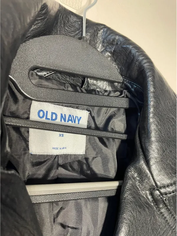 Old Navy FauxLeather Moto Biker Jacket Belt Grunge Street XS - Image 2