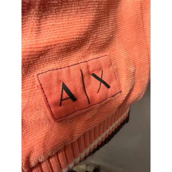 Armani Exchange‎ Velour Crewneck Sweatshirt Coral Ribbed Trim Logo Women - Image 3