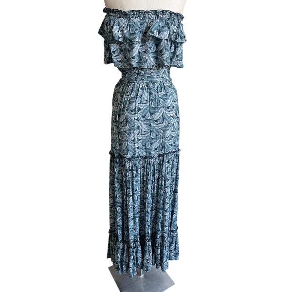 Fresha London Palm Print Maxi Dress Strapless Boho XS - Image 7